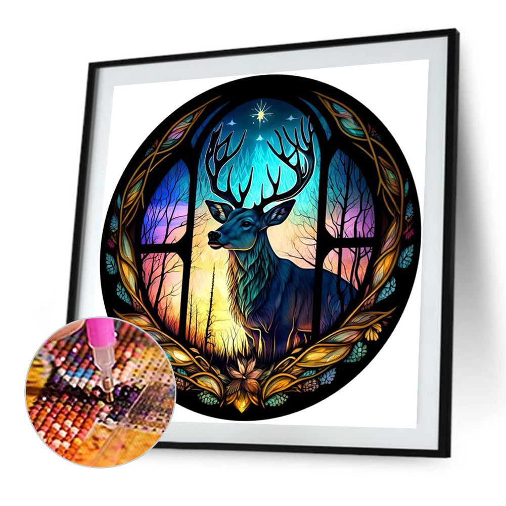 Glass Painted Deer - Full Square Drill Diamond Painting 40*40CM