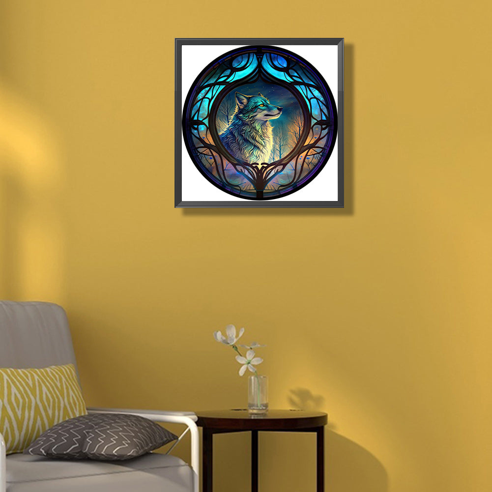 Glass Painted Wolf - Full Square Drill Diamond Painting 40*40CM