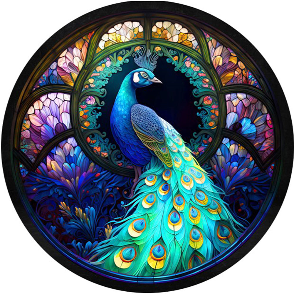 Glass Painting Peacock - Full Square Drill Diamond Painting 40*40CM