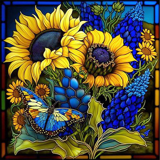 Glass Painting Sunflowers - Full Square Drill Diamond Painting 40*40CM