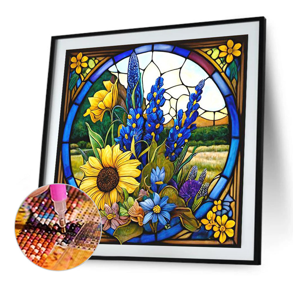 Glass Painting Sunflowers - Full Square Drill Diamond Painting 40*40CM