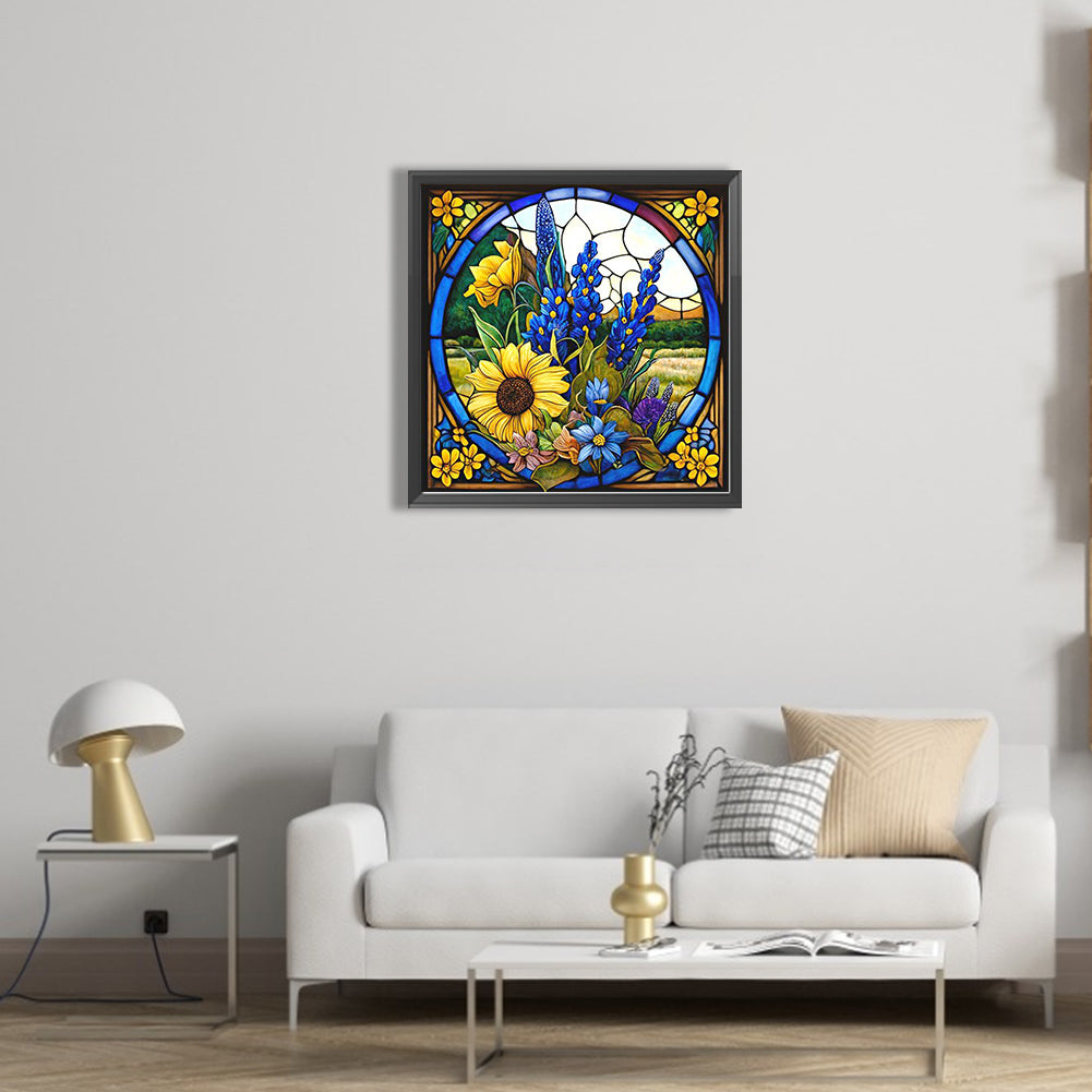 Glass Painting Sunflowers - Full Square Drill Diamond Painting 40*40CM