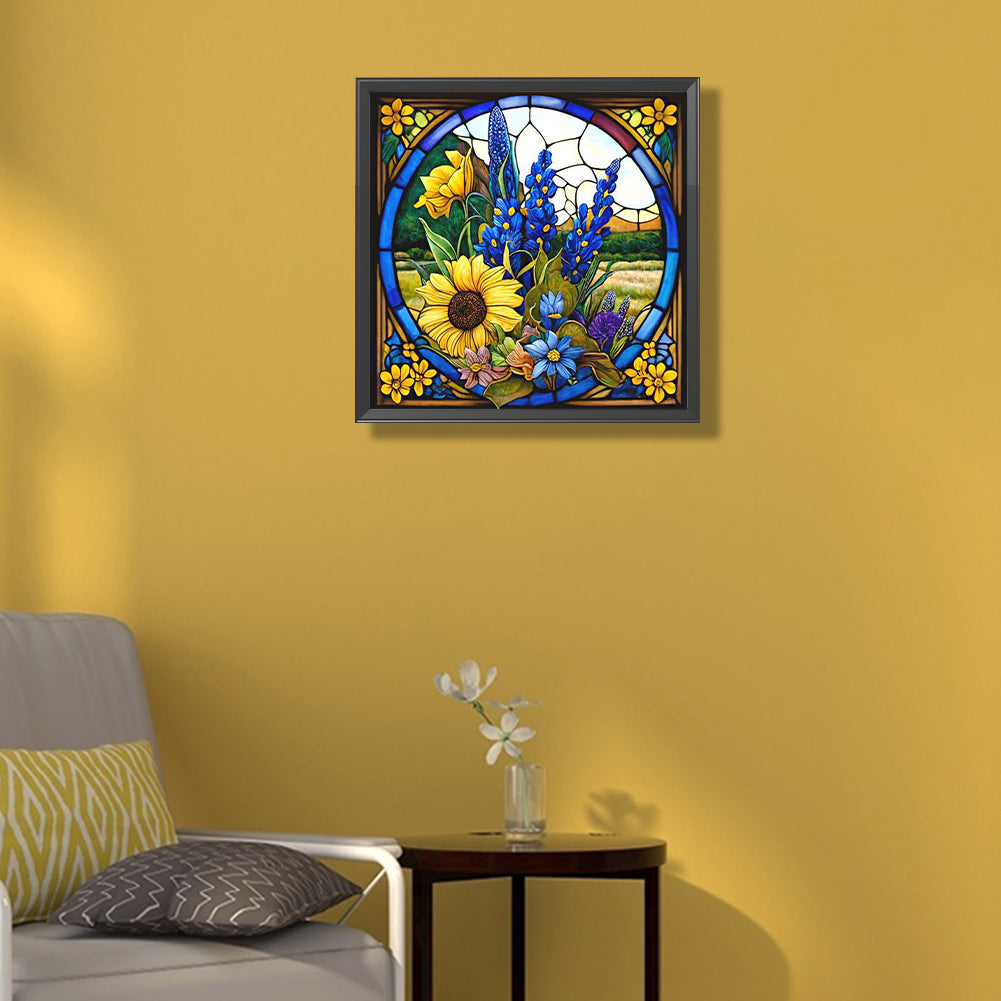 Glass Painting Sunflowers - Full Square Drill Diamond Painting 40*40CM