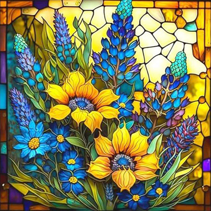 Glass Painting Sunflowers - Full Square Drill Diamond Painting 40*40CM