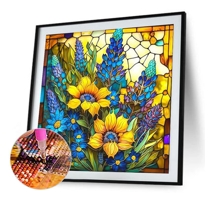 Glass Painting Sunflowers - Full Square Drill Diamond Painting 40*40CM