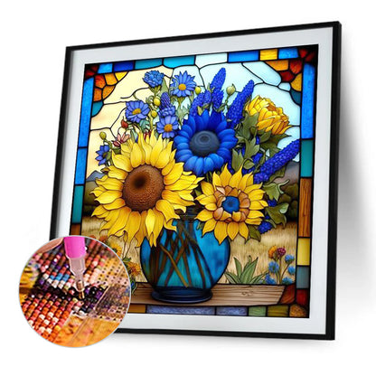 Glass Painting Sunflowers - Full Square Drill Diamond Painting 40*40CM