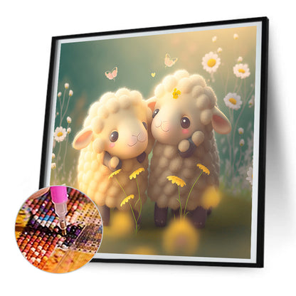 Love The Little Sheep - Full Round Drill Diamond Painting 30*30CM