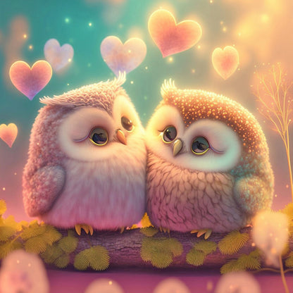 Love Owl - Full Round Drill Diamond Painting 30*30CM