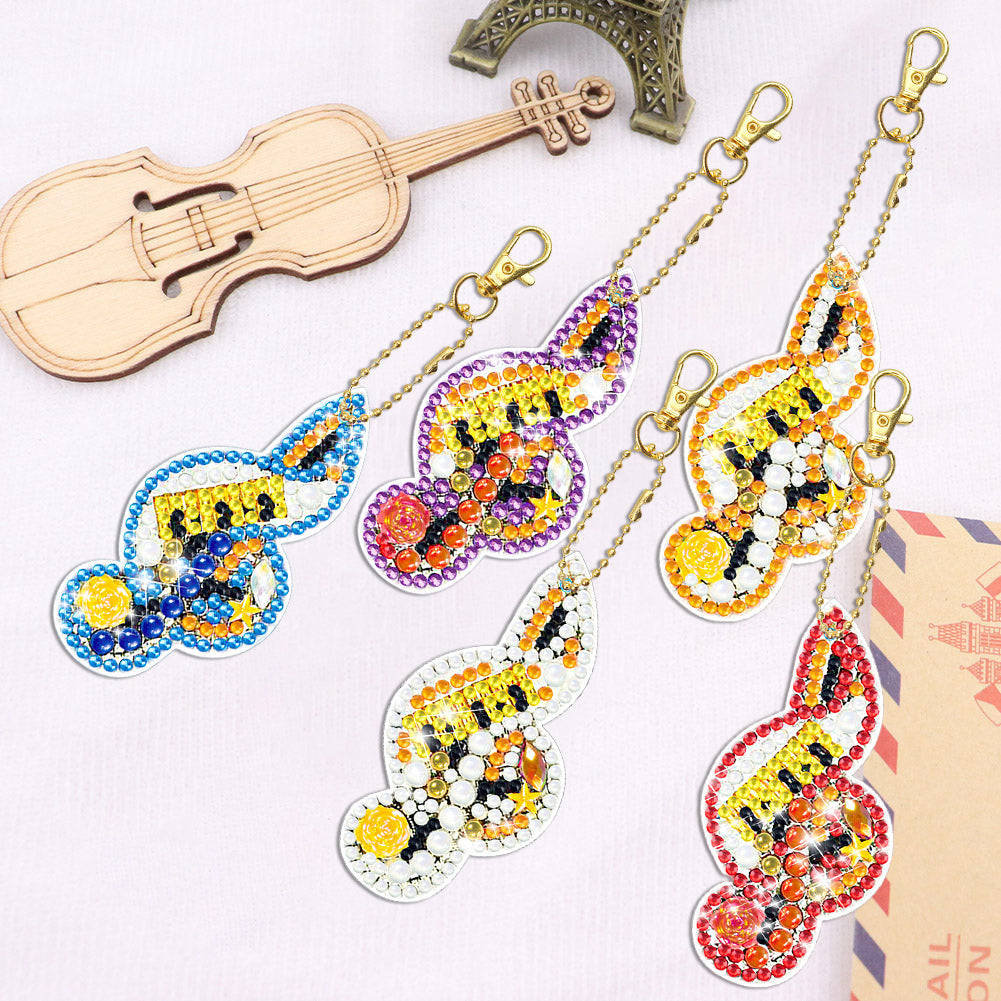 5pcs Diamond Art Key Rings Art Craft 5D Double Sided DIY Hanging Ornaments Gifts