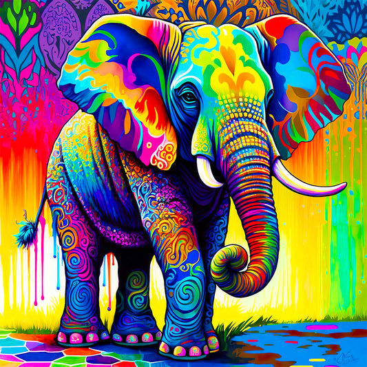 Elephant - Full Round Drill Diamond Painting 30*30CM