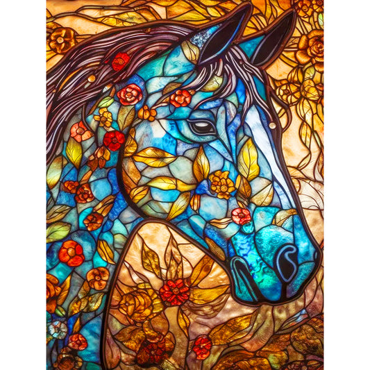 Colorful Glass Horse - Full Round Drill Diamond Painting 30*40CM
