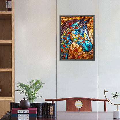 Colorful Glass Horse - Full Round Drill Diamond Painting 30*40CM