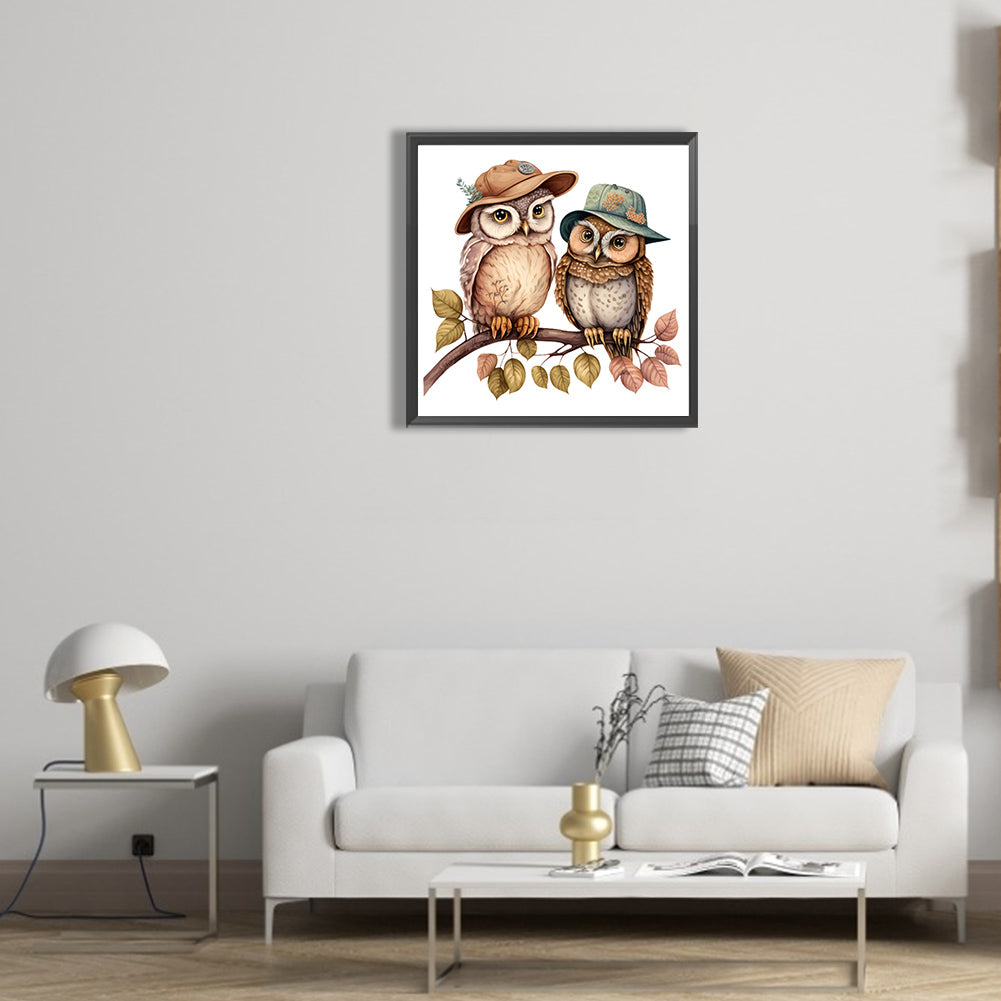 Owl - Full Round Drill Diamond Painting 30*30CM