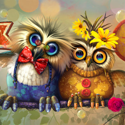 Owl - Full Round Drill Diamond Painting 30*30CM