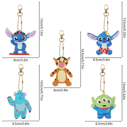 5D Diamond Art Key Rings Double Sided DIY Cartoon Gifts for Beginners Home Decor