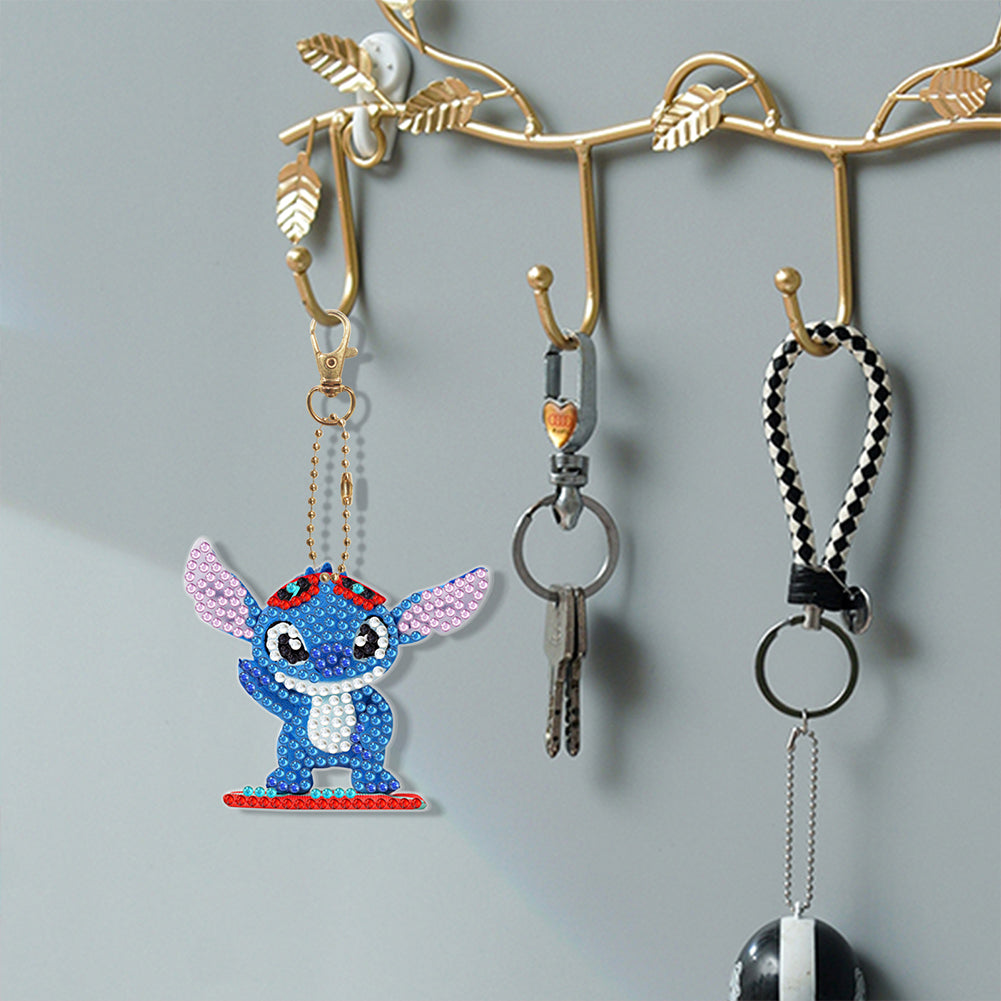 5D Diamond Art Key Rings Double Sided DIY Cartoon Gifts for Beginners Home Decor