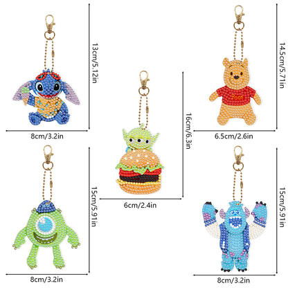 5D Diamond Art Key Rings Double Sided DIY Cartoon Gifts for Beginners Home Decor