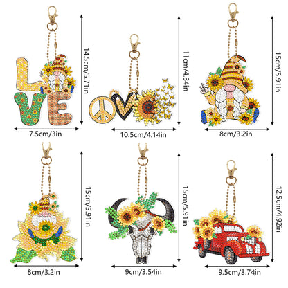 5D Diamond Art Key Rings Double Sided DIY Cartoon Gifts for Beginners Home Decor