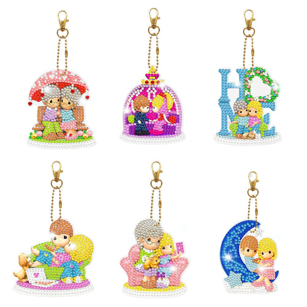 5D Diamond Art Key Rings Double Sided DIY Cartoon Gifts for Beginners Home Decor