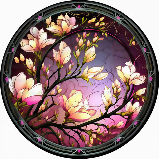 Blooming Flower Glass Painting - Full Round Drill Diamond Painting 30*30CM