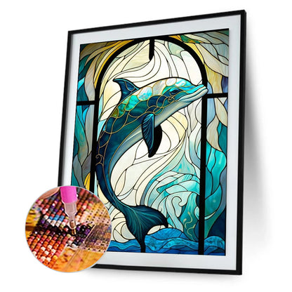 Dolphin Glass Painting - Full Round Drill Diamond Painting 30*40CM