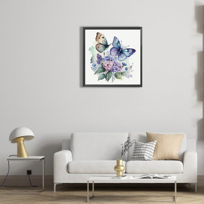 Watercolor Butterflies - Full Round Drill Diamond Painting 30*30CM