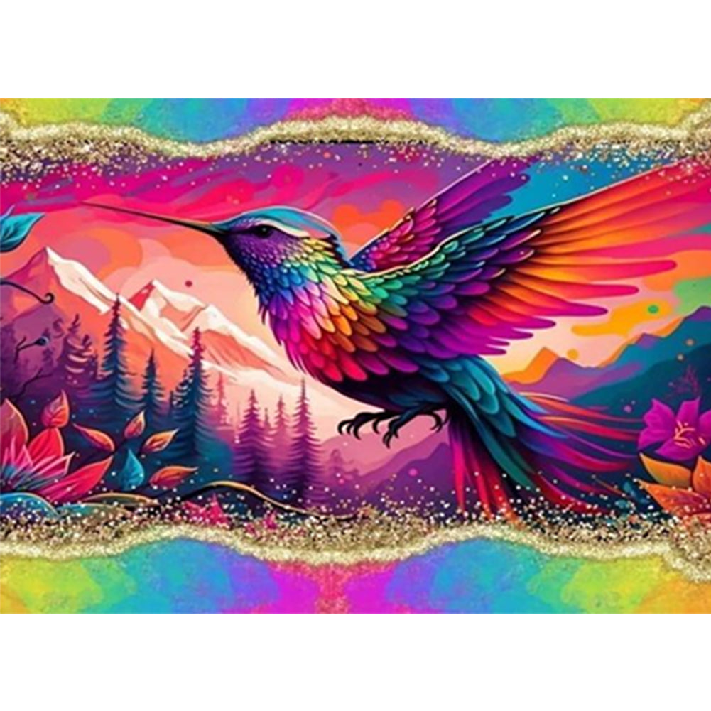 Rainbow Border Hummingbird - Full Round Drill Diamond Painting 40*30CM