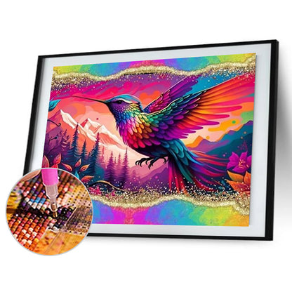 Rainbow Border Hummingbird - Full Round Drill Diamond Painting 40*30CM