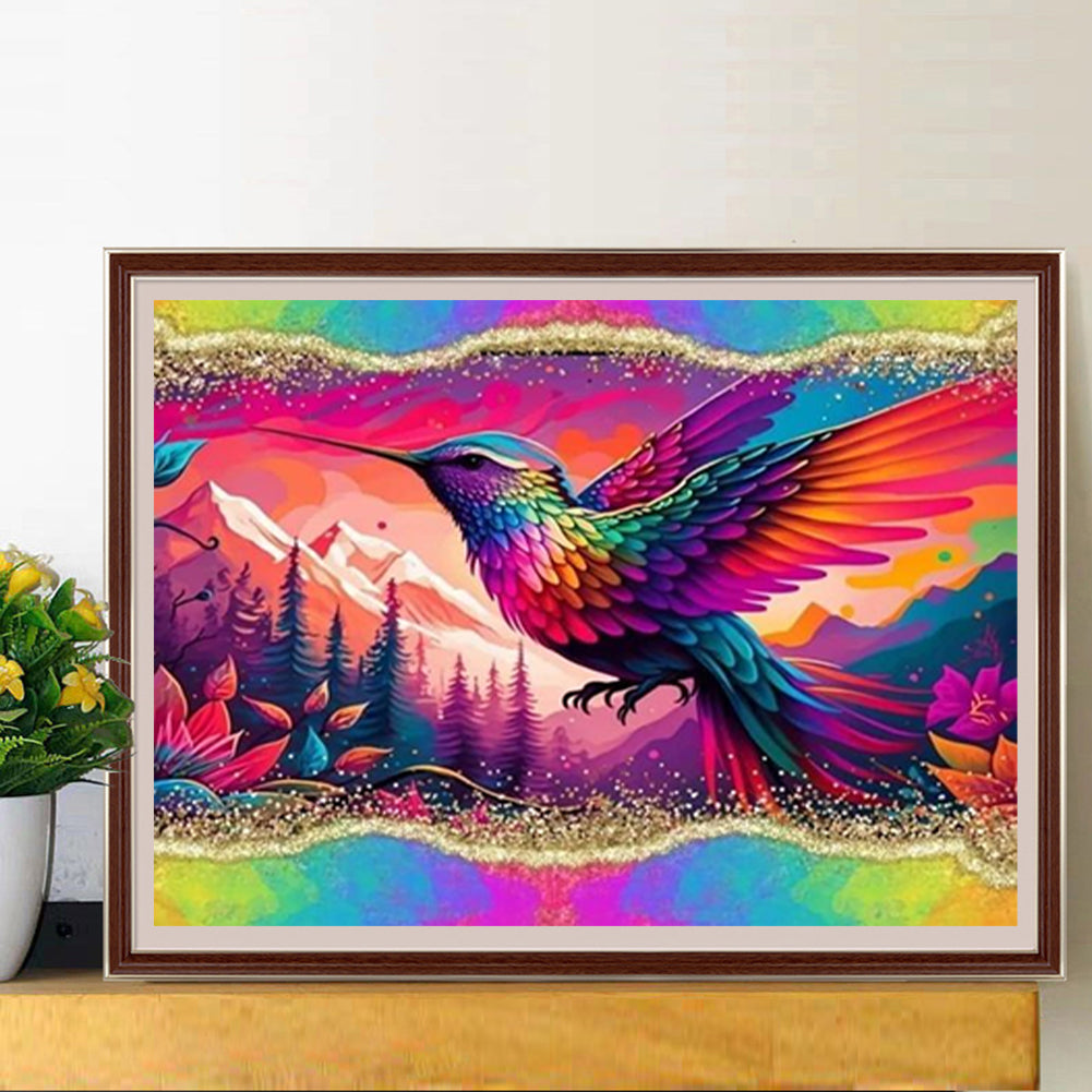 Rainbow Border Hummingbird - Full Round Drill Diamond Painting 40*30CM