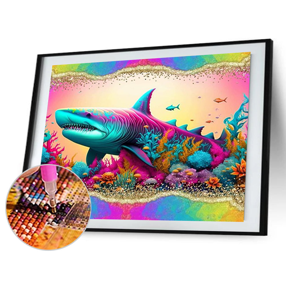 Rainbow Border Shark - Full Round Drill Diamond Painting 40*30CM