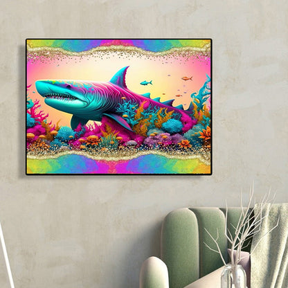 Rainbow Border Shark - Full Round Drill Diamond Painting 40*30CM