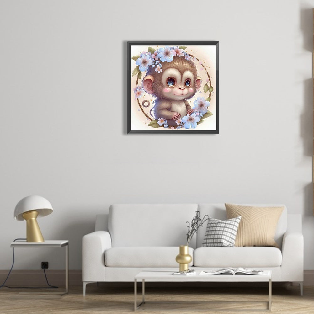 Monkey - Full Round Drill Diamond Painting 30*30CM