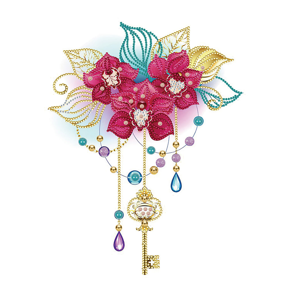 Flower Key Pendant - Special Shaped Drill Diamond Painting 30*40CM
