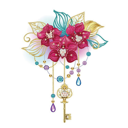 Flower Key Pendant - Special Shaped Drill Diamond Painting 30*40CM