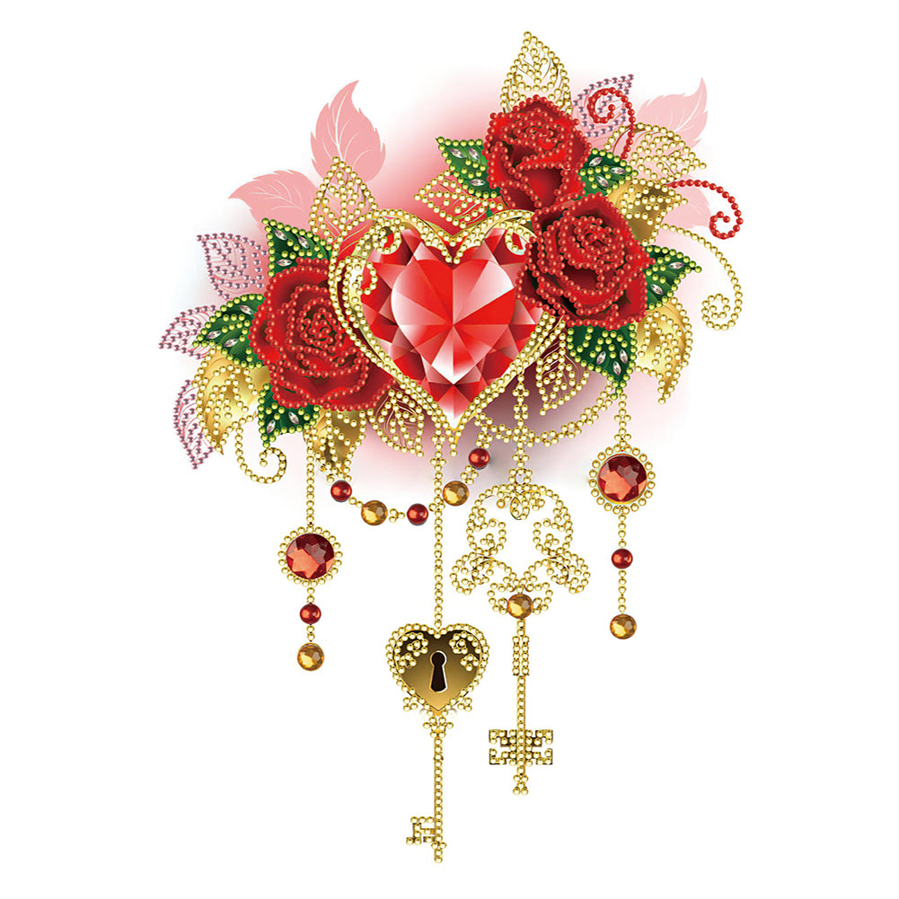 Flower Key Pendant - Special Shaped Drill Diamond Painting 30*40CM