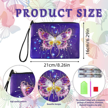 DIY Diamond Painting Wallet Purse Flowers Rhinestone Mosiac Handbag Women Clutch