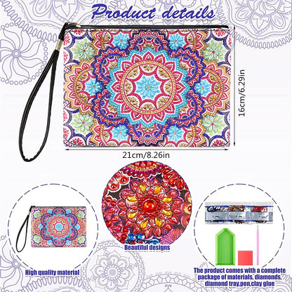 DIY Diamond Painting Wallet Purse Flowers Rhinestone Mosiac Handbag Women Clutch