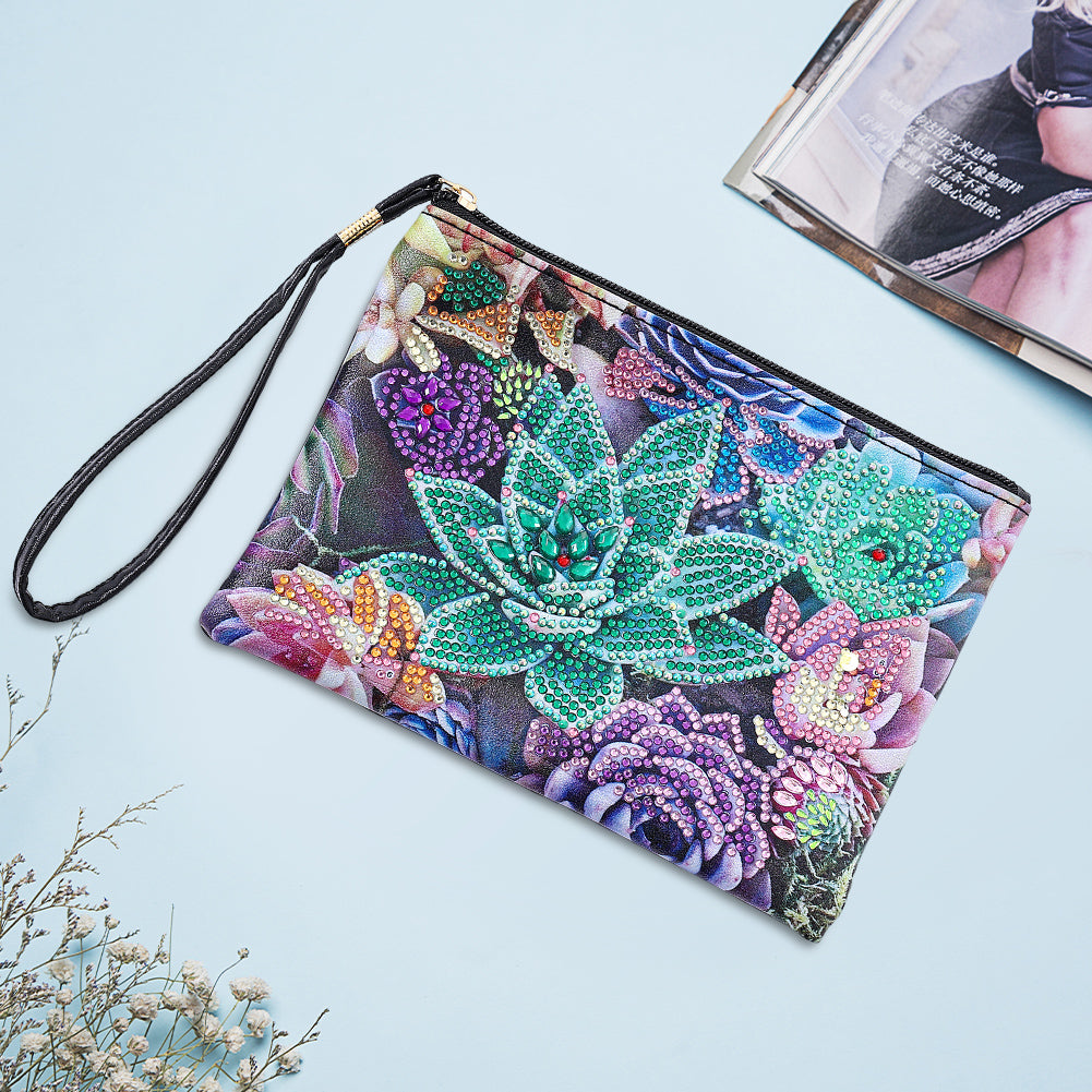 DIY Diamond Painting Wallet Purse Flowers Rhinestone Mosiac Handbag Women Clutch