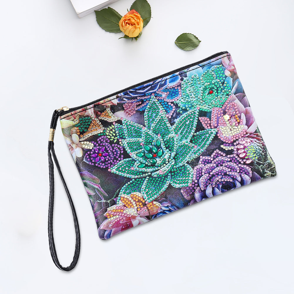 DIY Diamond Painting Wallet Purse Flowers Rhinestone Mosiac Handbag Women Clutch