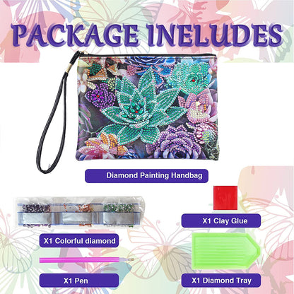 DIY Diamond Painting Wallet Purse Flowers Rhinestone Mosiac Handbag Women Clutch