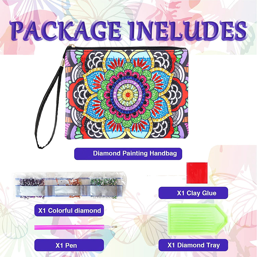 DIY Diamond Painting Wallet Purse Flowers Rhinestone Mosiac Handbag Women Clutch