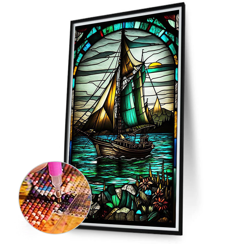 Sailing Glass Painting - Full Round Drill Diamond Painting 40*70CM