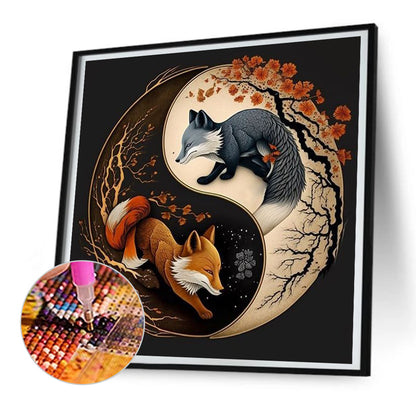 Tai Chi Yin Yang Figure Fox - Full Round Drill Diamond Painting 30*30CM