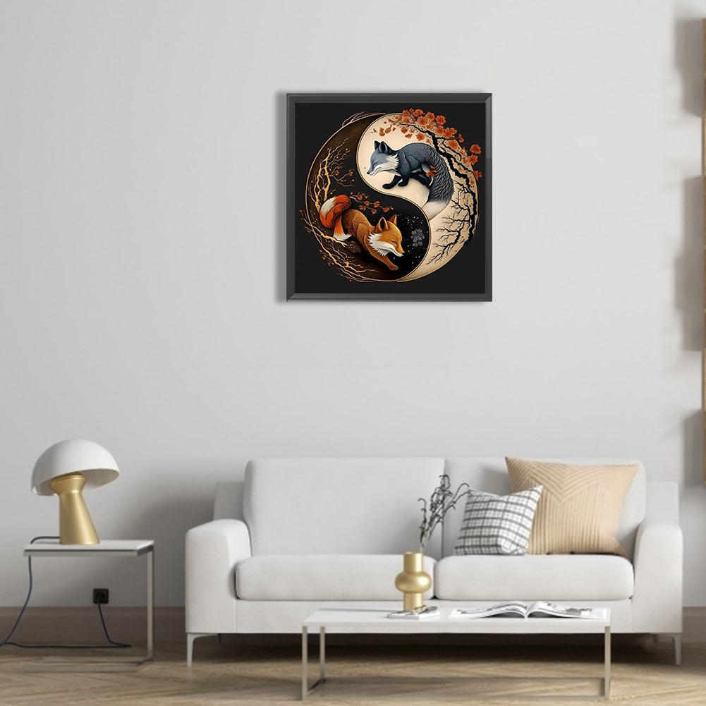 Tai Chi Yin Yang Figure Fox - Full Round Drill Diamond Painting 30*30CM