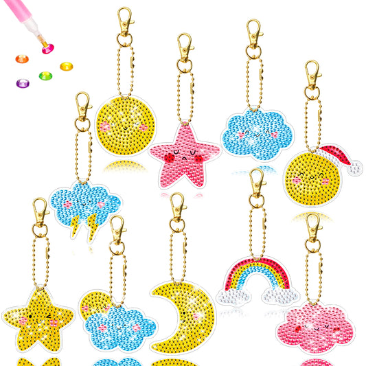 10pcs Diamond Art Key Rings Art Craft 5D Hanging Ornaments DIY Bag Pandant Gifts