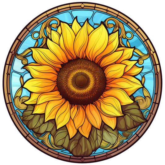 Sunflower Glass Painting - Full Round Drill Diamond Painting 30*30CM