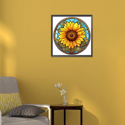 Sunflower Glass Painting - Full Round Drill Diamond Painting 30*30CM