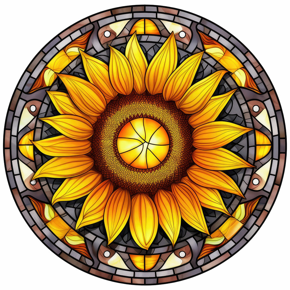 Sunflower Glass Painting - Full Round Drill Diamond Painting 30*30CM