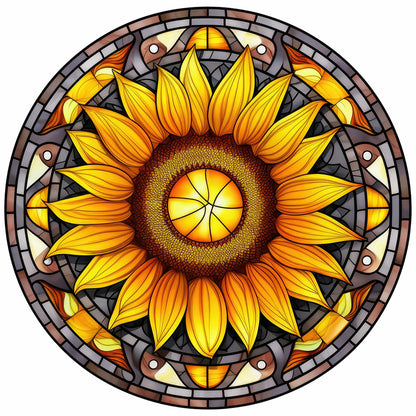 Sunflower Glass Painting - Full Round Drill Diamond Painting 30*30CM