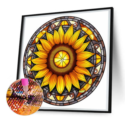 Sunflower Glass Painting - Full Round Drill Diamond Painting 30*30CM